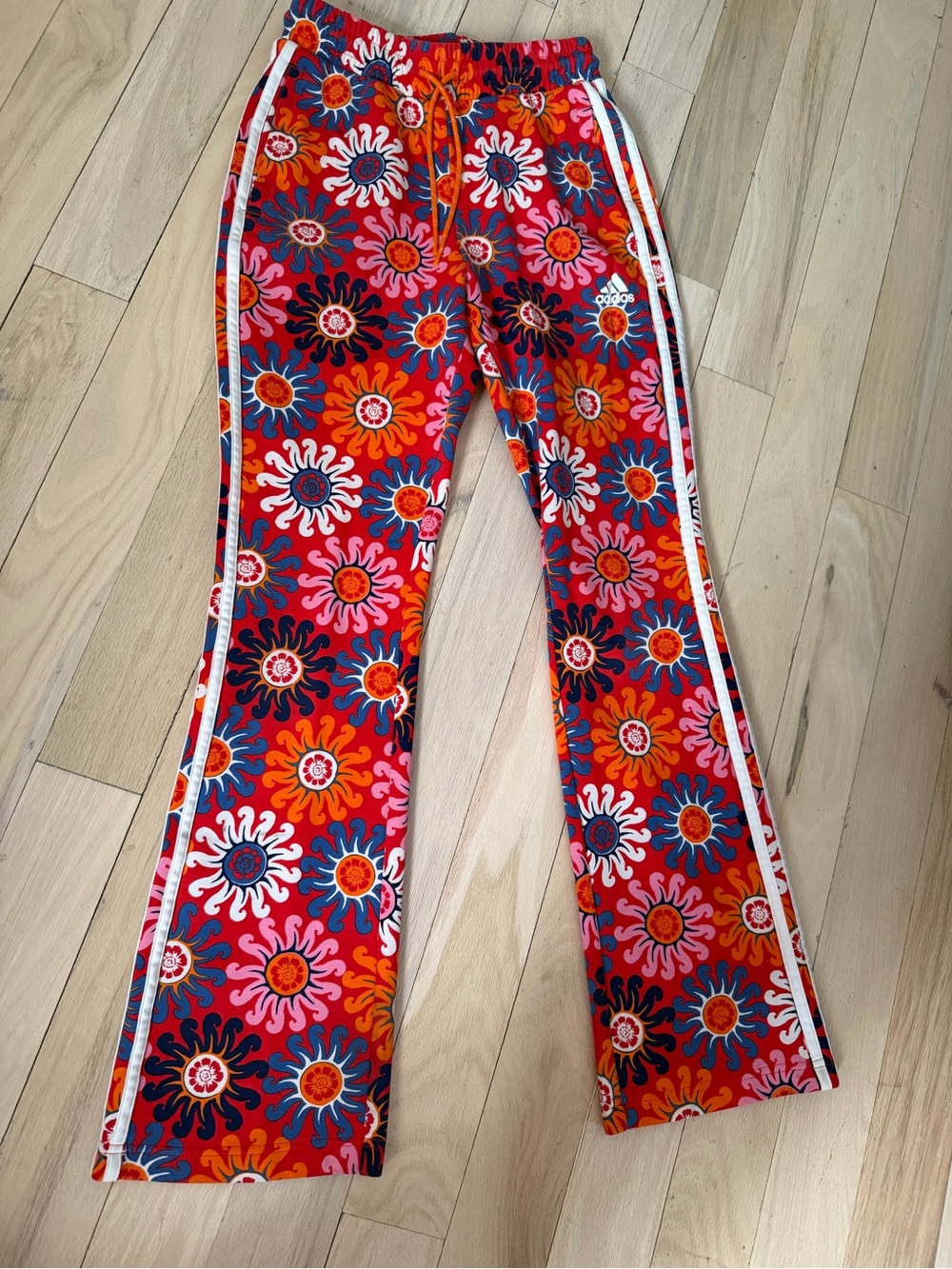 Farm Rio adidas Floral Track Pants with Side Stripes - Red Multi